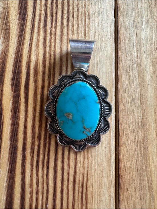 Jewelry - Andy Cadman Sterling Silver Royston Turquoise Oval Pendant